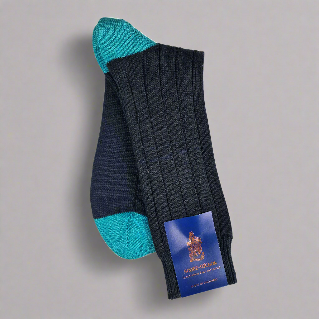 Black & Turquoise Sock, Large, Scott - Nichol