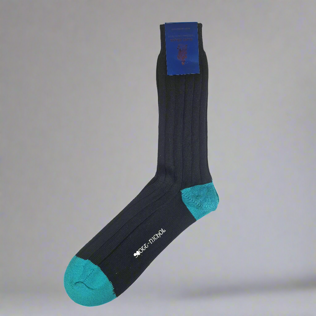 Black & Turquoise Sock, Large, Scott - Nichol