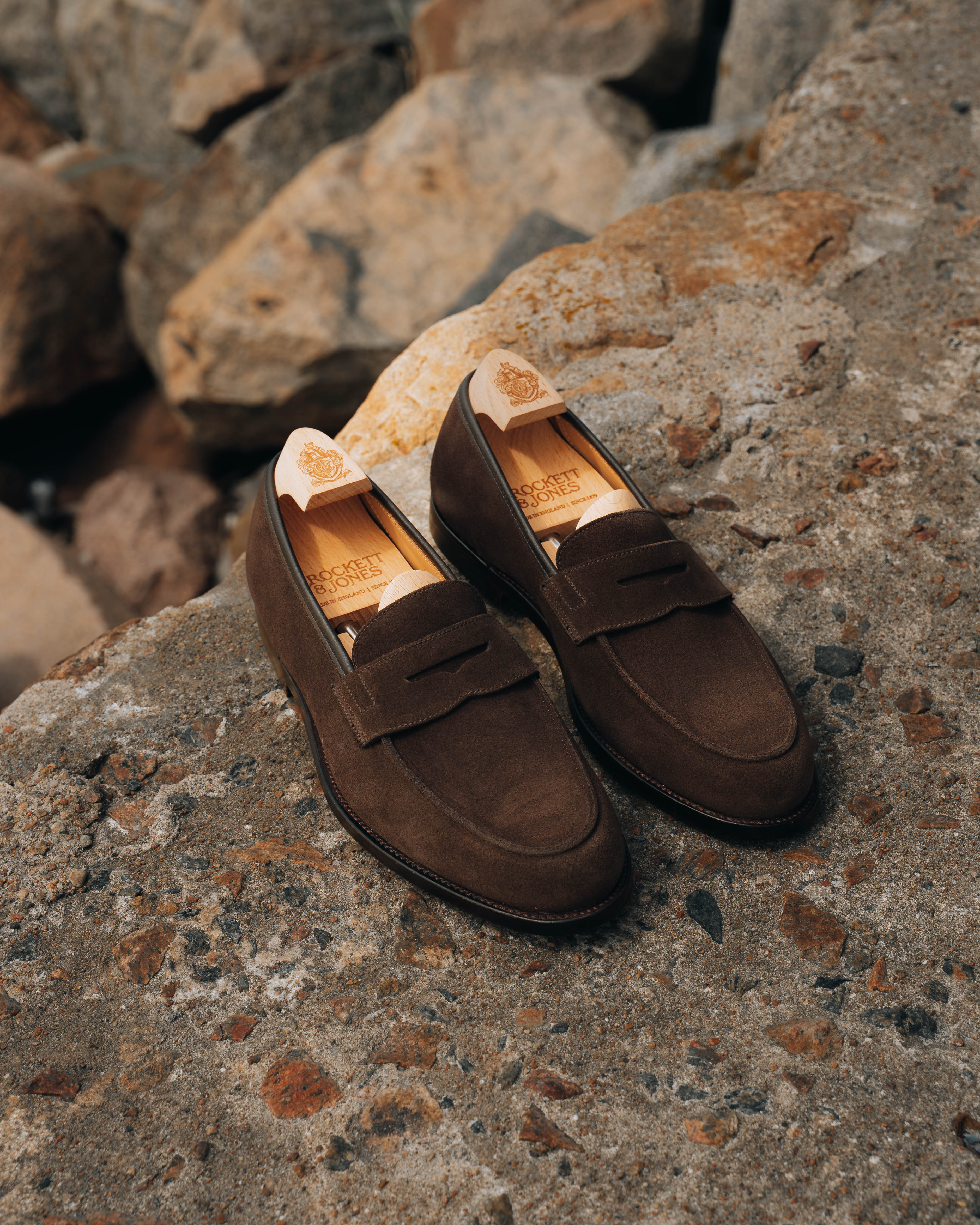 Crockett & Jones Grantham – Dark Brown Suede Men's Penny Loafers