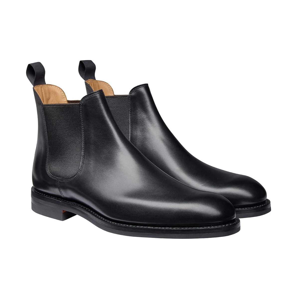 Chelsea 5 Black Wax Calf Chelsea Boots Herr – Crockett & Jones