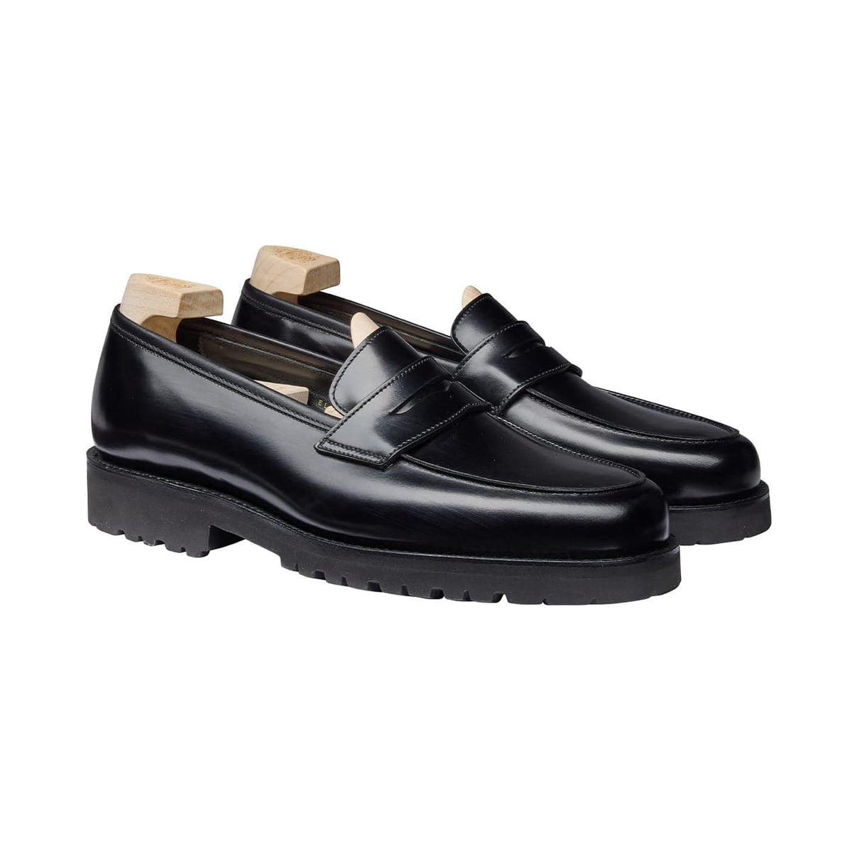 Elise Black Cavalry Calf Loafers Dam 'Vibram' Crockett & Jones