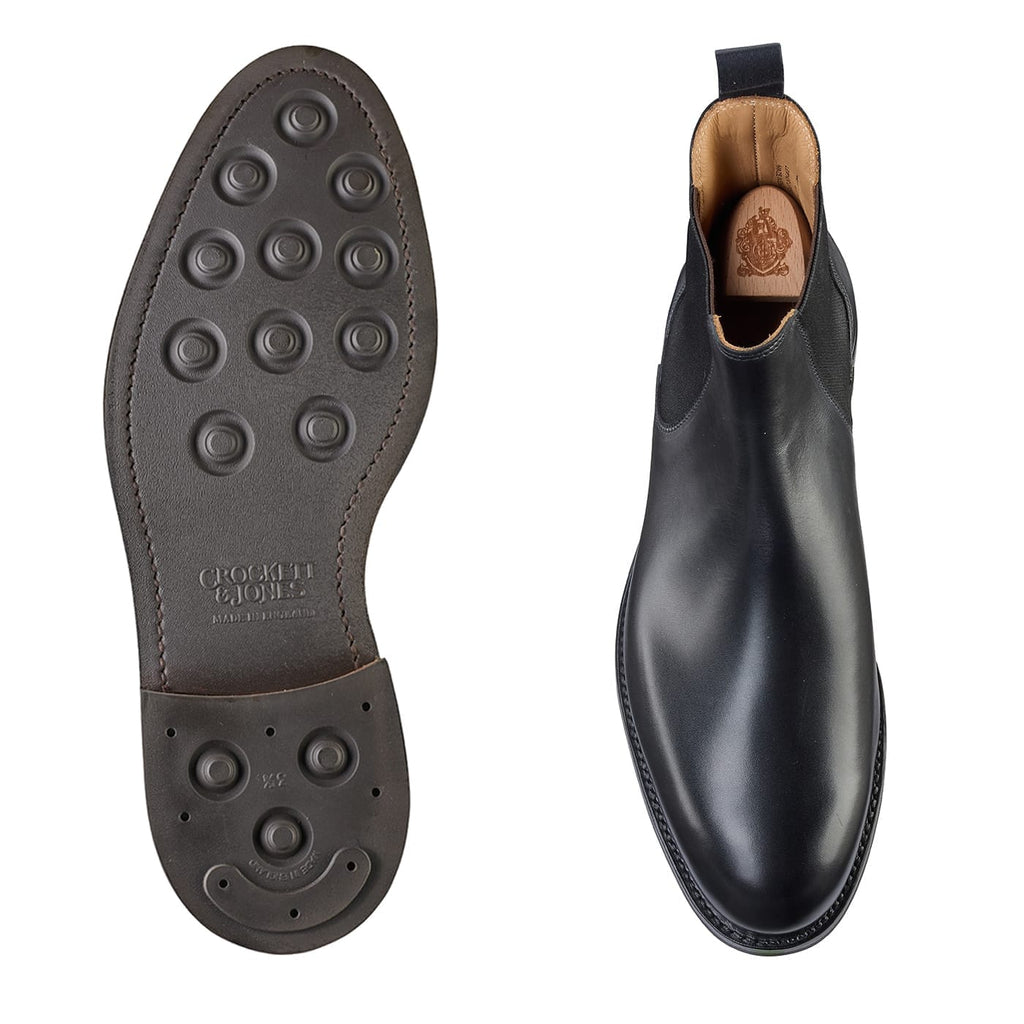 Chelsea 5 Black Wax Calf Chelsea Boots Herr – Crockett & Jones