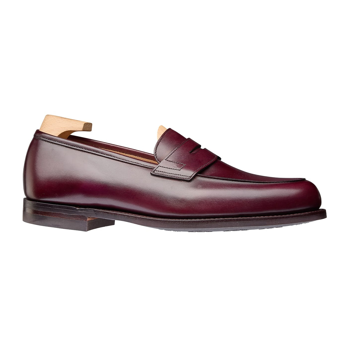 Grantham 2 Burgundy Calf Penny Loafers Herr – Crockett & Jones