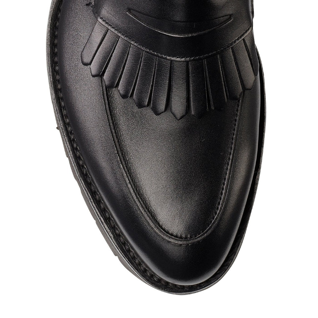 Julia Penny Loafer, Black Calf 'Vibram' by Crockett & Jones