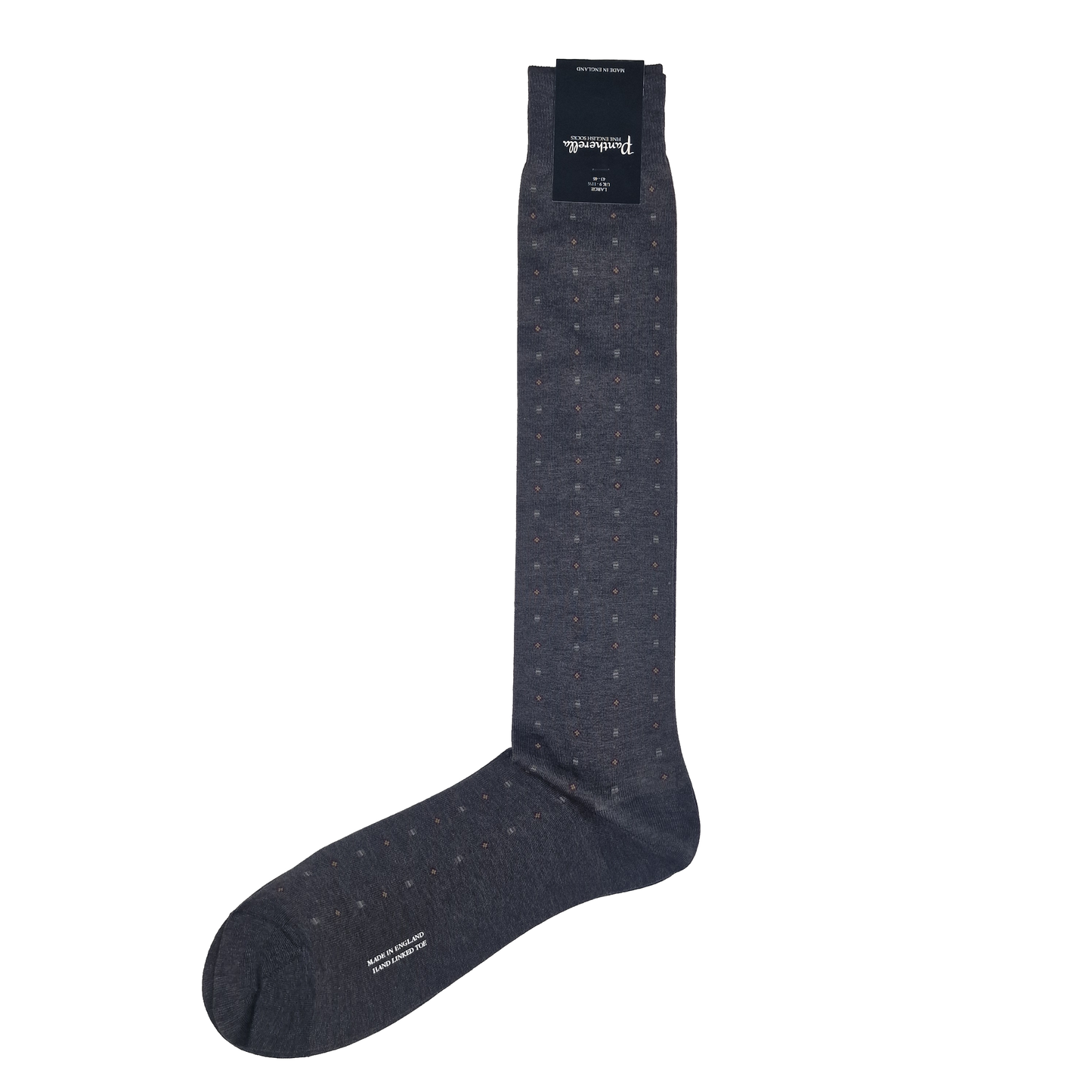 Stocking Gray with pattern, Long, (Large) Cotton, Pantherella