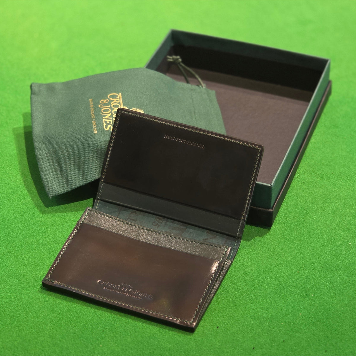 Folded Card Case – Black Shell Cordovan - Crockett & Jones
