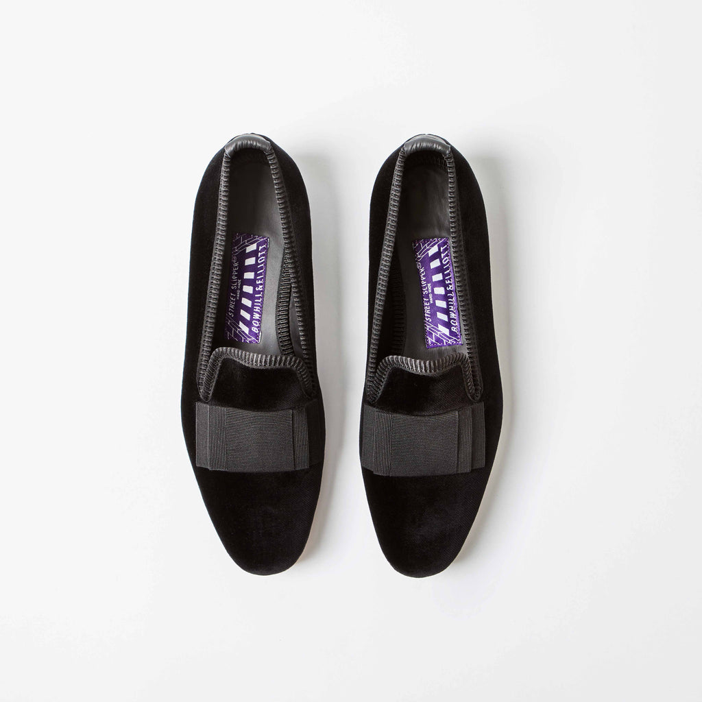 Black Velvet Flat Bow Albert Slippers – Bowhill & Elliott