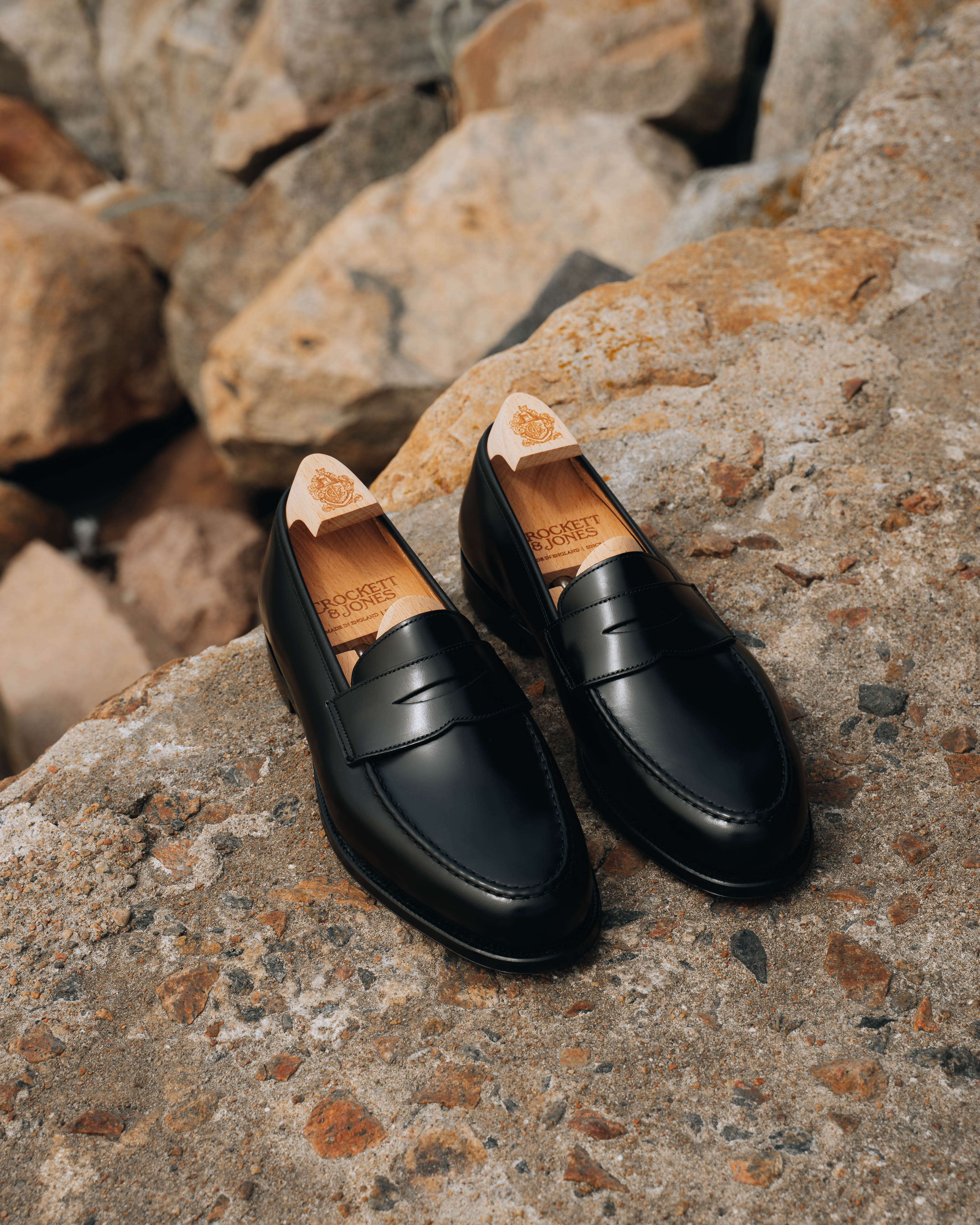 Boston Penny Loafer, Black Calf 'City' by Crockett & Jones
