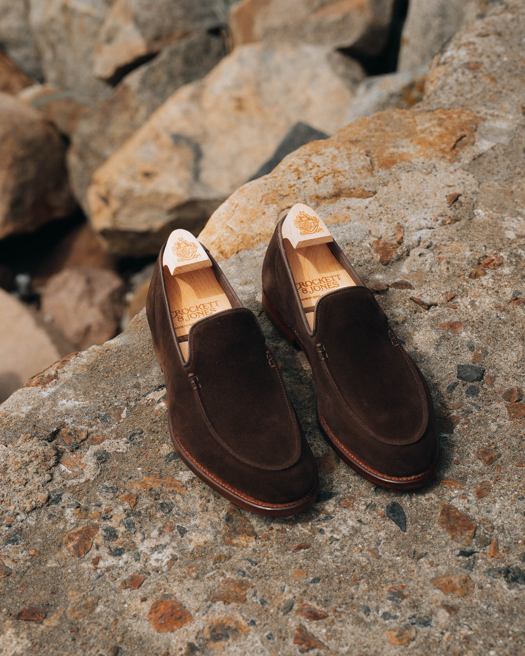 Salcombe Loafer, Dark Brown Suede 'Superflex' by Crockett & Jones