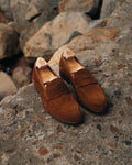 Harvard 2 Penny Loafer, Snuff Suede 'City' by Crockett & Jones