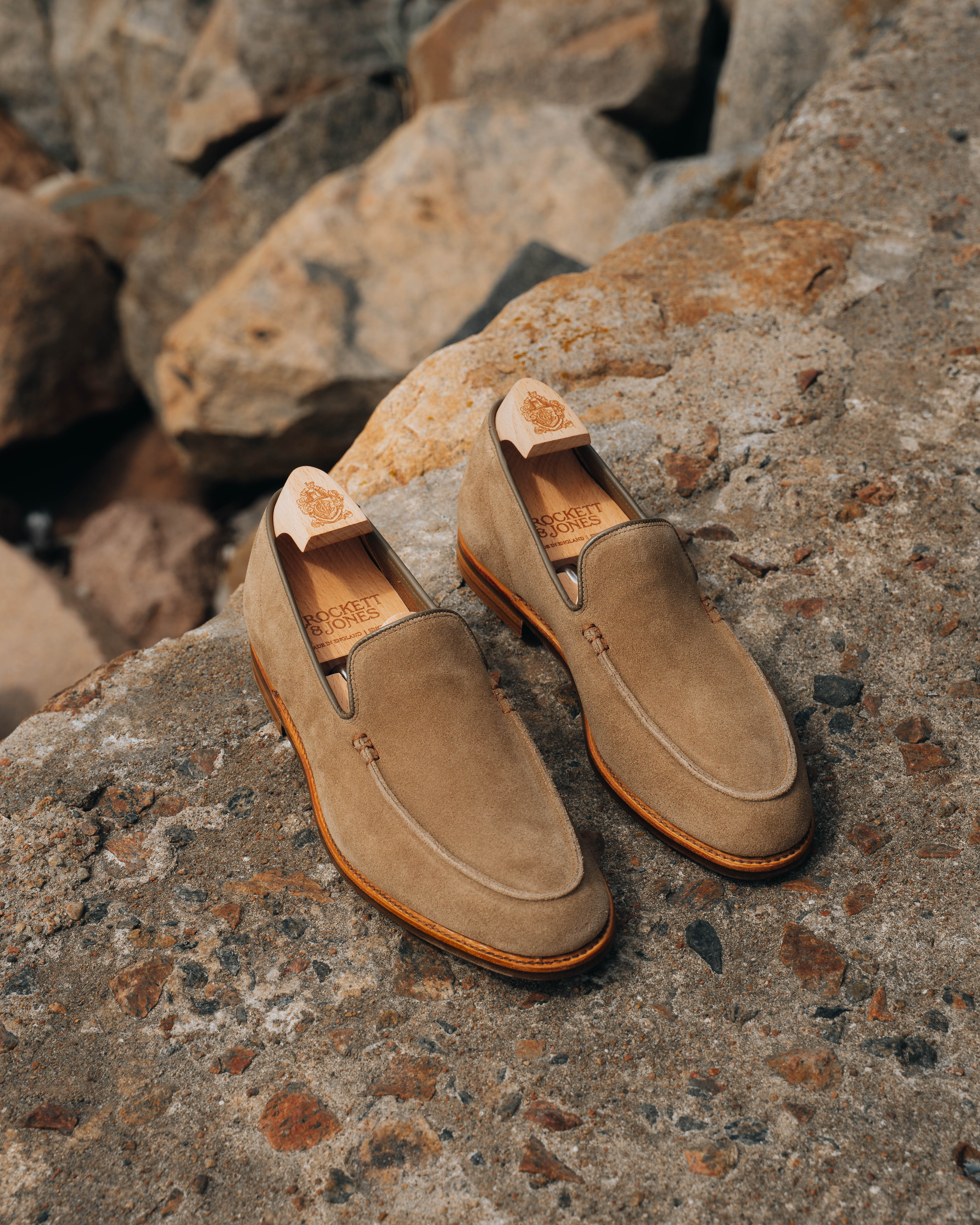Salcombe Loafer, Khaki Suede 'Superflex' by Crockett & Jones