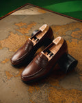 Harvard 2 Penny Loafer, Dark Brown Suede 'City' by Crockett & Jones