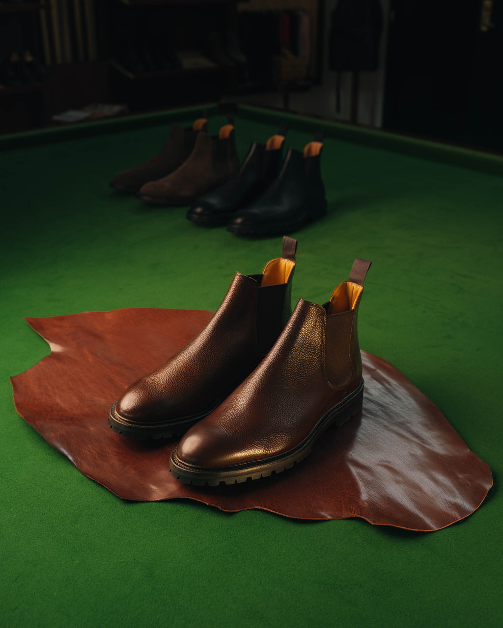 Chelsea 11 Boot, Dark Brown Scotch Grain ‘Vibram’ Crockett & Jones
