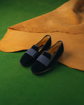 Navy Velvet Flat Bow Albert Slippers – Bowhill & Elliott