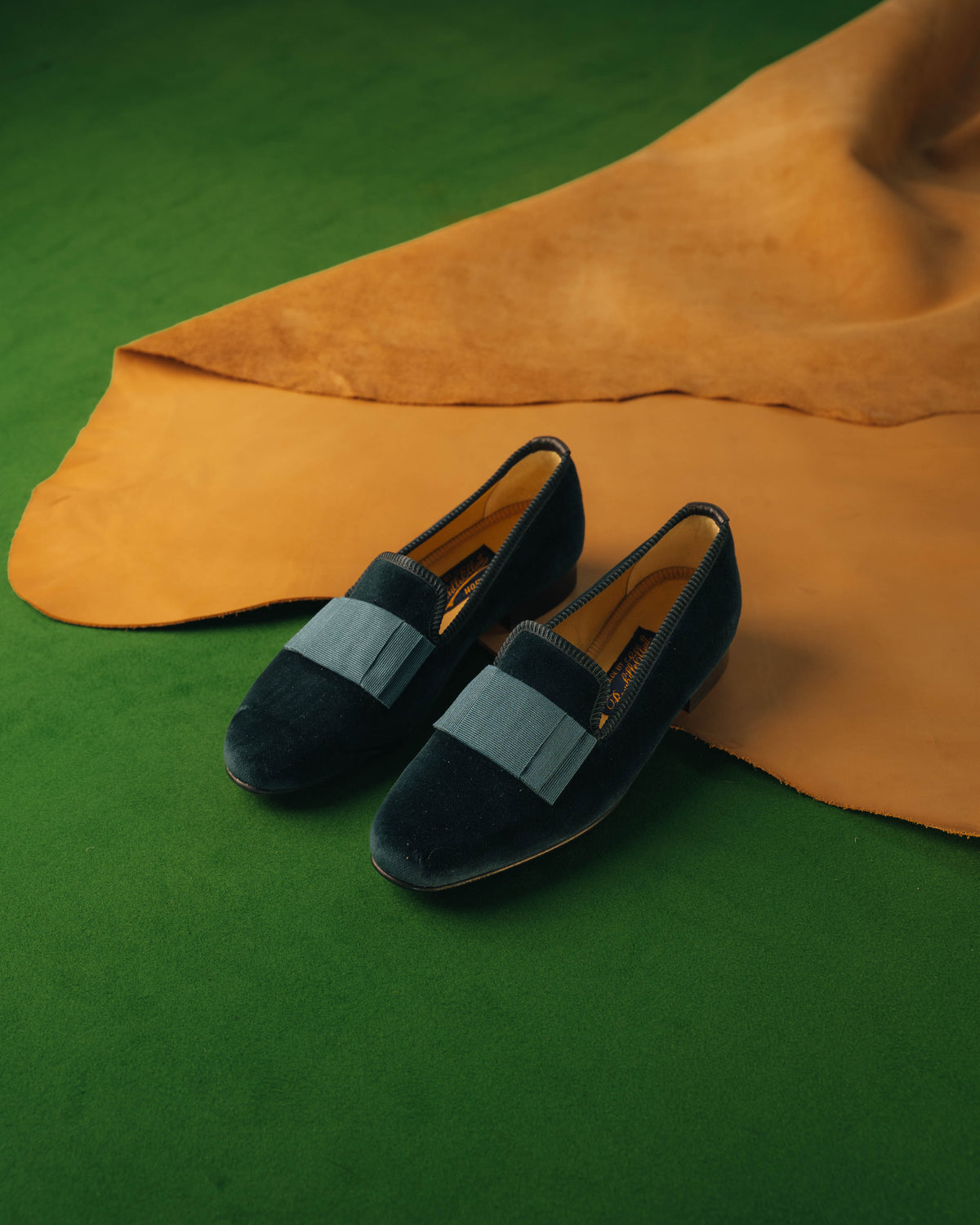 Teal Velvet Flat Bow Albert Slippers – Bowhill & Elliott