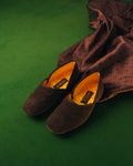 Grecian Slipper, Chocolate Suede, Bowhill & Eliott