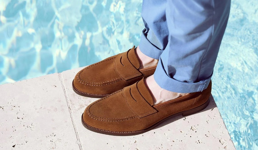 Harvard 2 Penny Loafer, Snuff Suede 'City' by Crockett & Jones