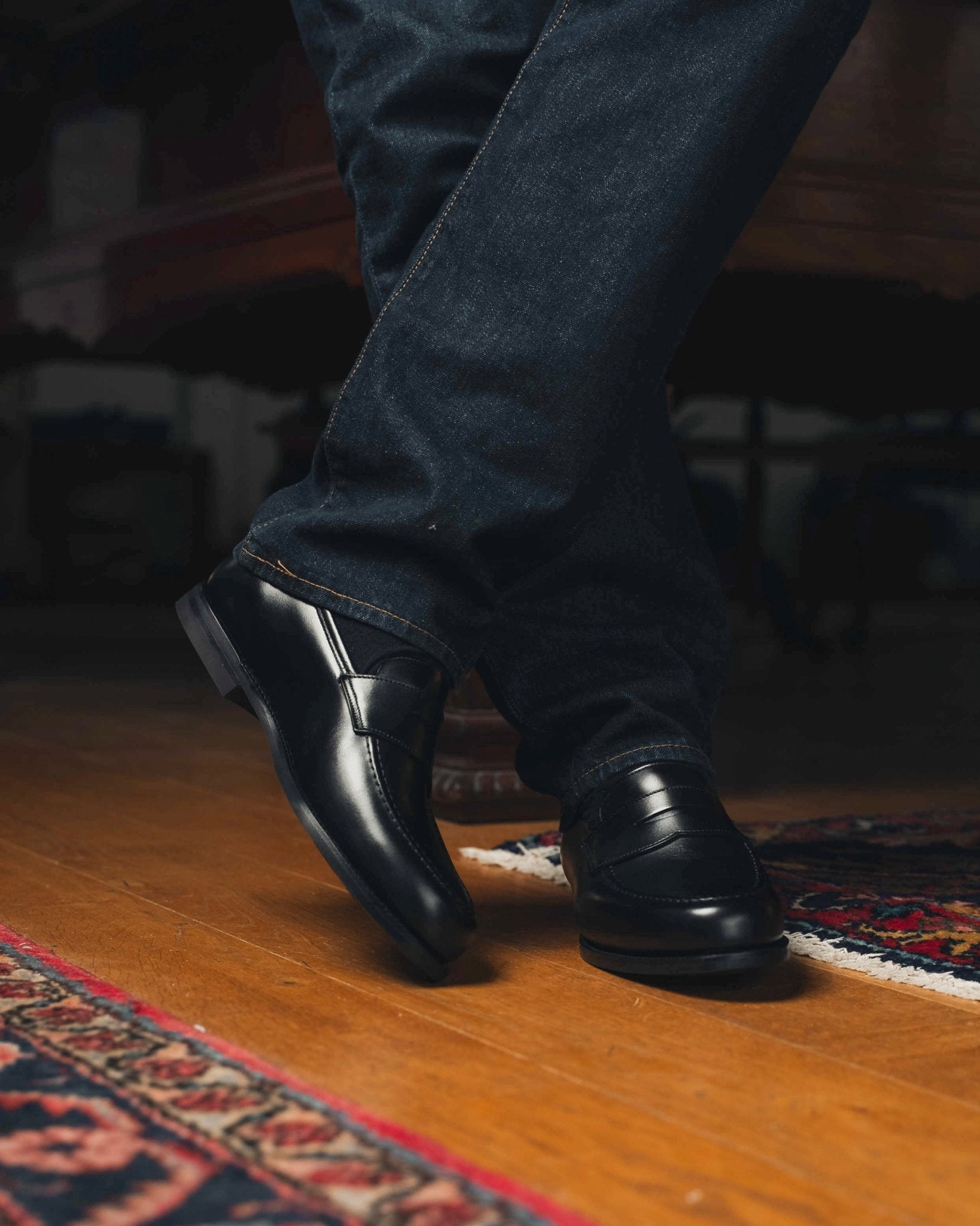 Boston Penny Loafer, Black Calf 'City' Crockett & Jones - Hammargruppen