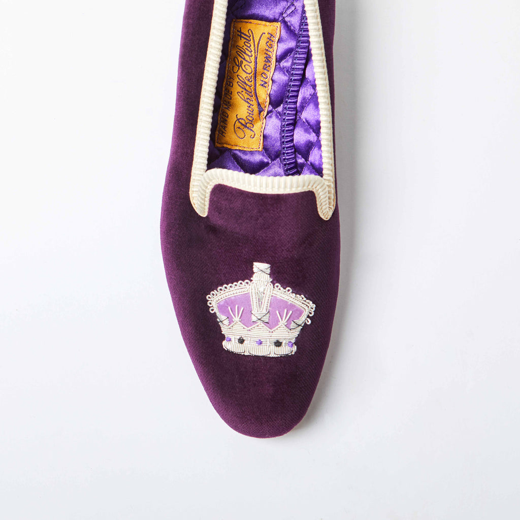 Purple Velvet Crown Albert Slippers Dam - Bowhill & Elliott