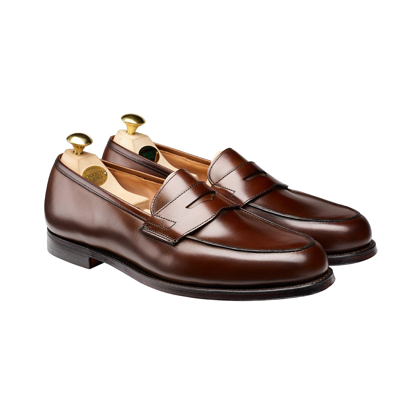 Grantham 2 Penny Loafer, Dark Brown Burnished Calf, Crockett & Jones - Hammargruppen