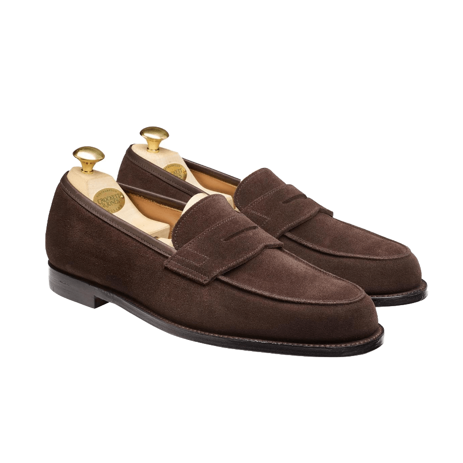 Grantham 2 Penny Loafer, Dark Oak Suede 'Superflex' Crockett & Jones - Hammargruppen