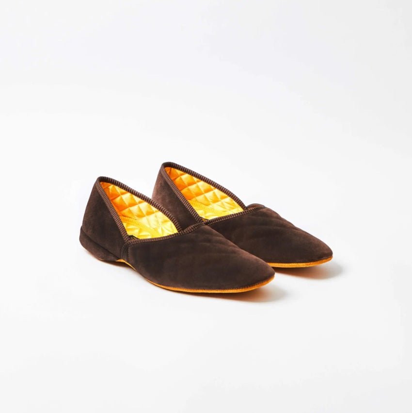 Grecian Slipper, Chocolate Suede, Bowhill & Eliott - Hammargruppen