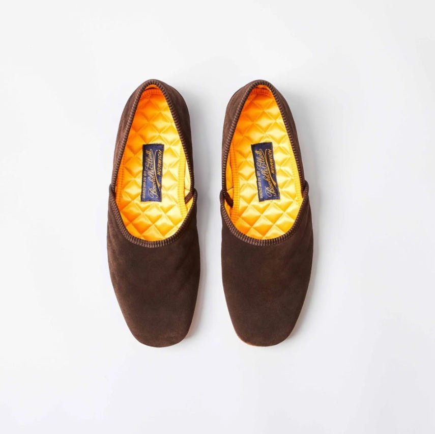 Grecian Slipper, Chocolate Suede, Bowhill & Eliott - Hammargruppen