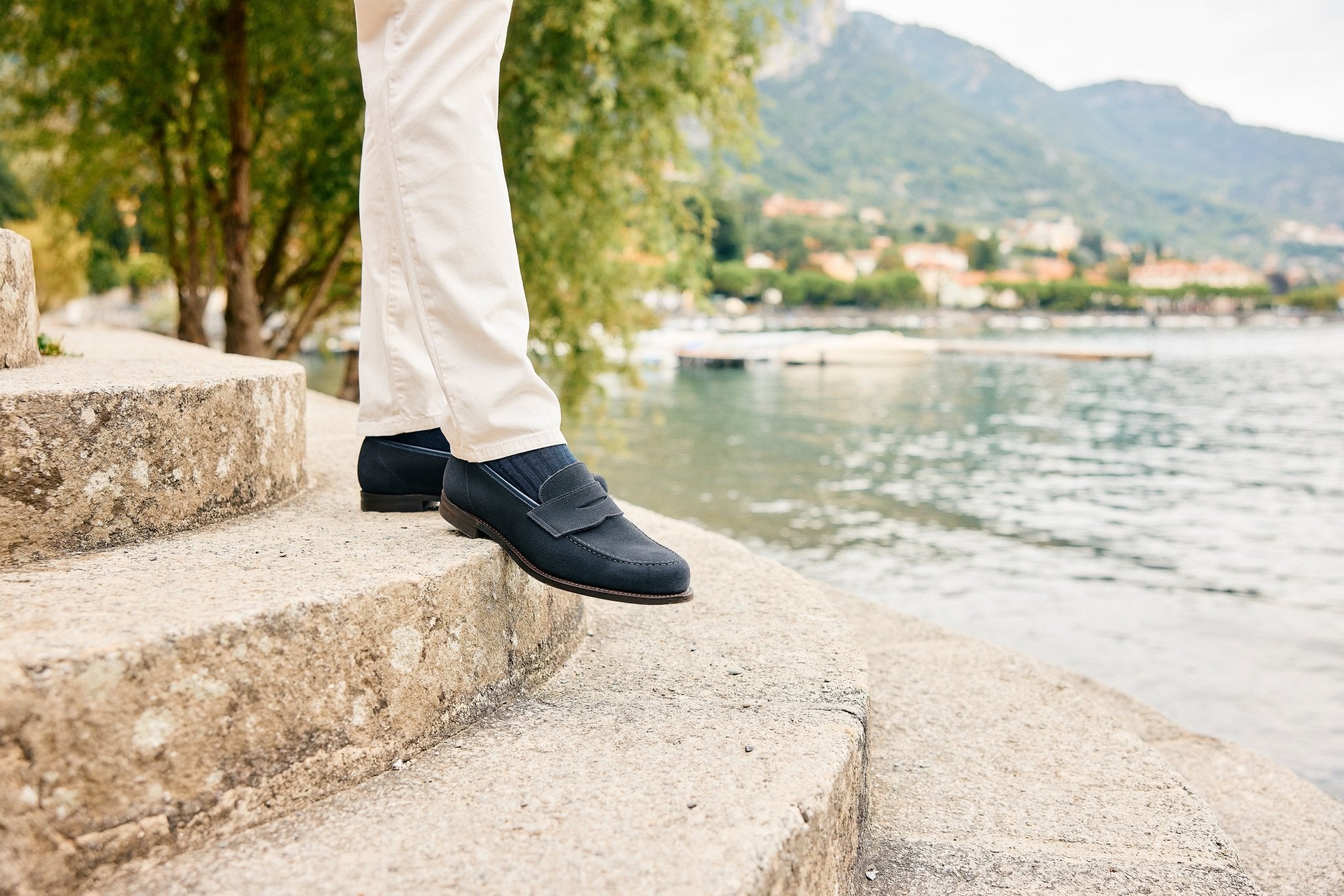 Crockett & Jones Harvard II – Men's Navy Blue Penny Loafers