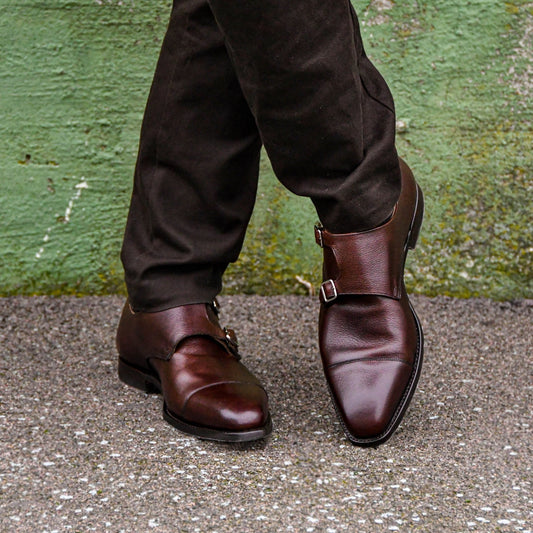 Lowndes Monk Strap, Dark Brown Pebble Grain 'City' Crockett & Jones - Hammargruppen