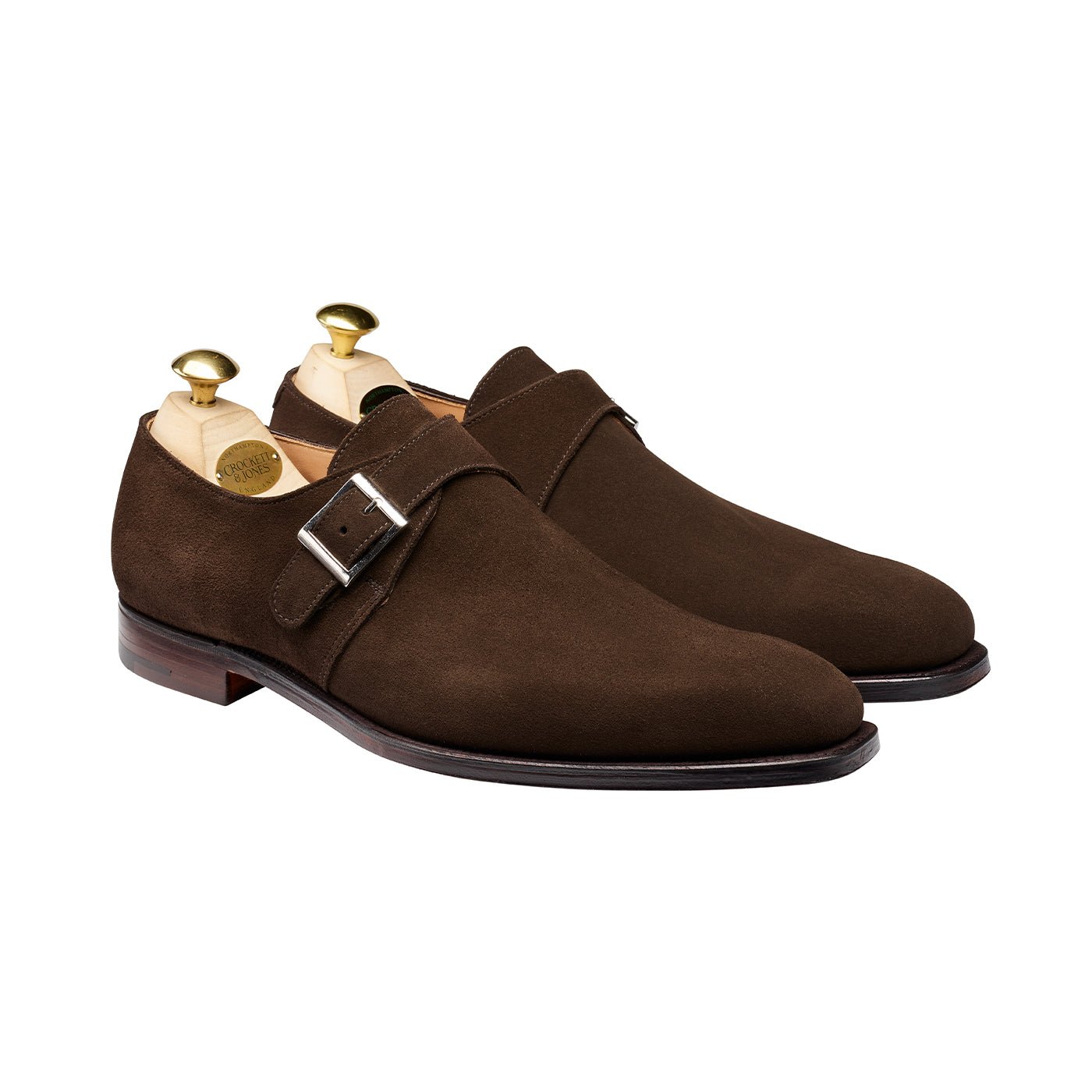 Monkton Monk Strap, Dark Brown Calf Suede, Crockett & Jones - Hammargruppen