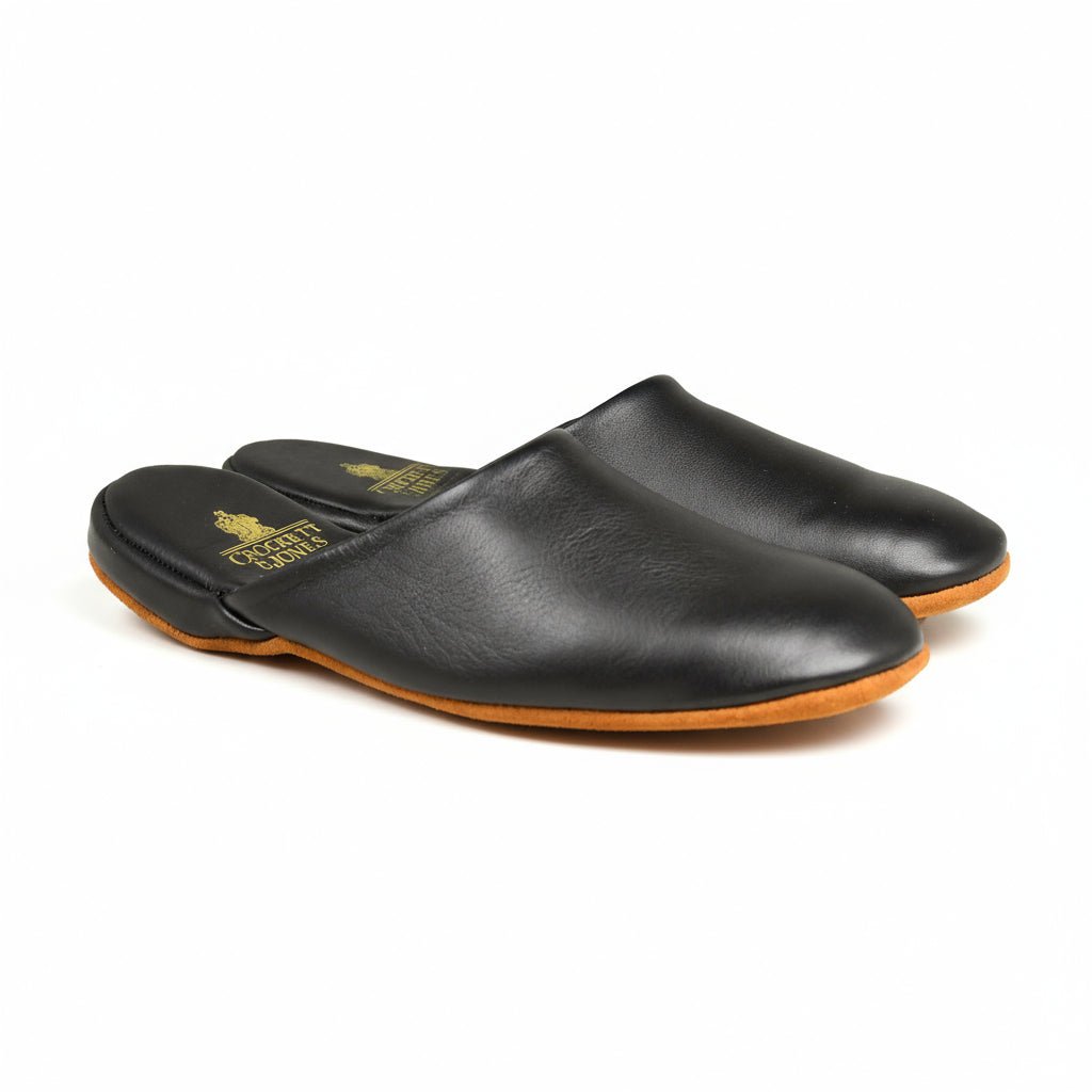 Mule Slipper Black Calf, Crockett & Jones - Hammargruppen