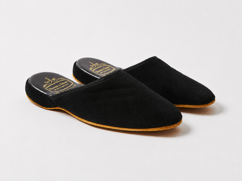 Inomhustofflor - Mule Slipper i svart mocka, Bowhill & Eliott