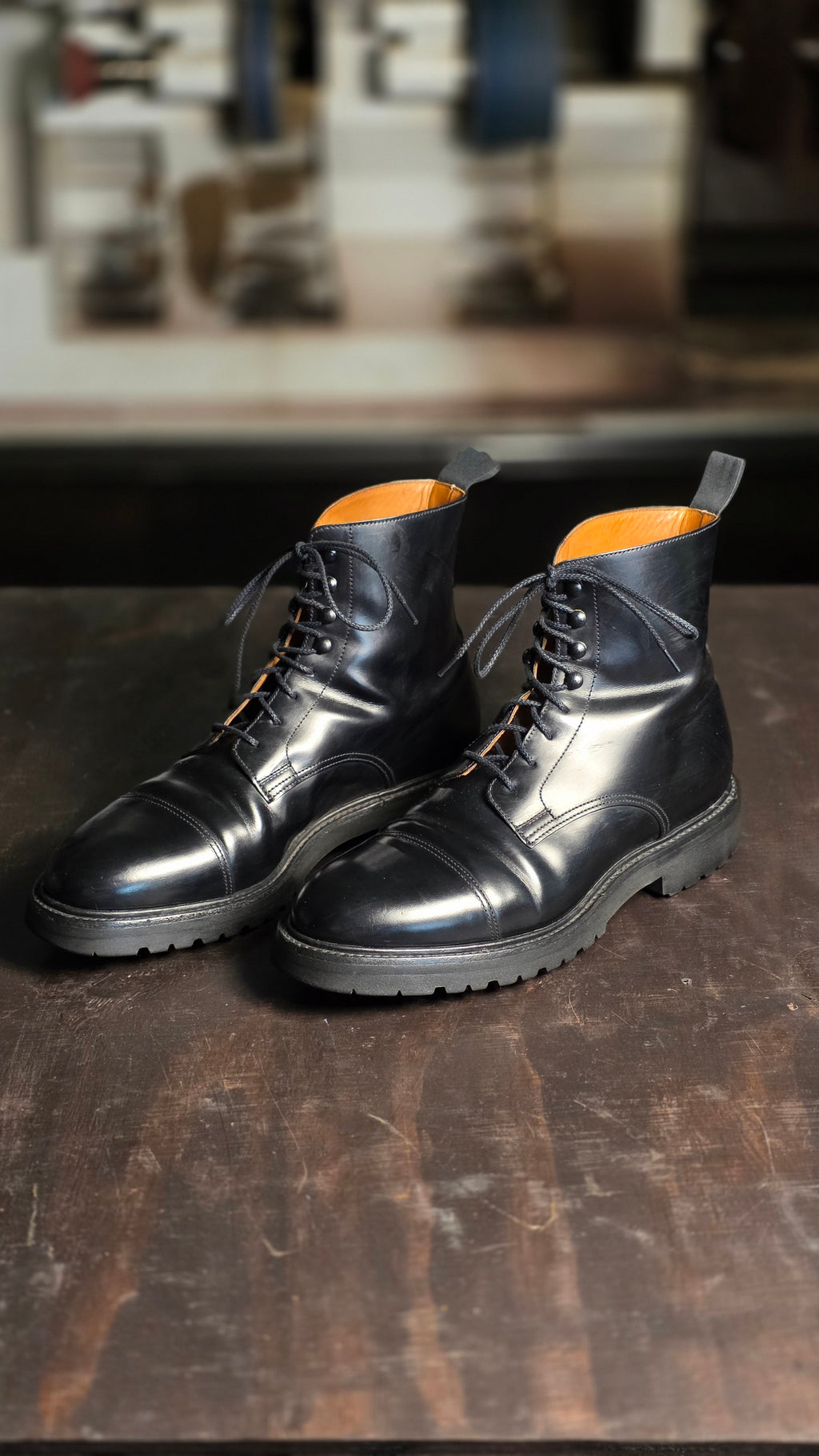 Jane Boot, Black Calf 'Vibram' (UK 7) Crockett & Jones - Pre-Owned