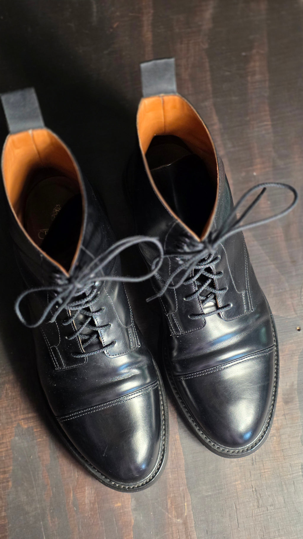 Jane Boot, Black Calf 'Vibram' (UK 7) Crockett & Jones - Pre-Owned
