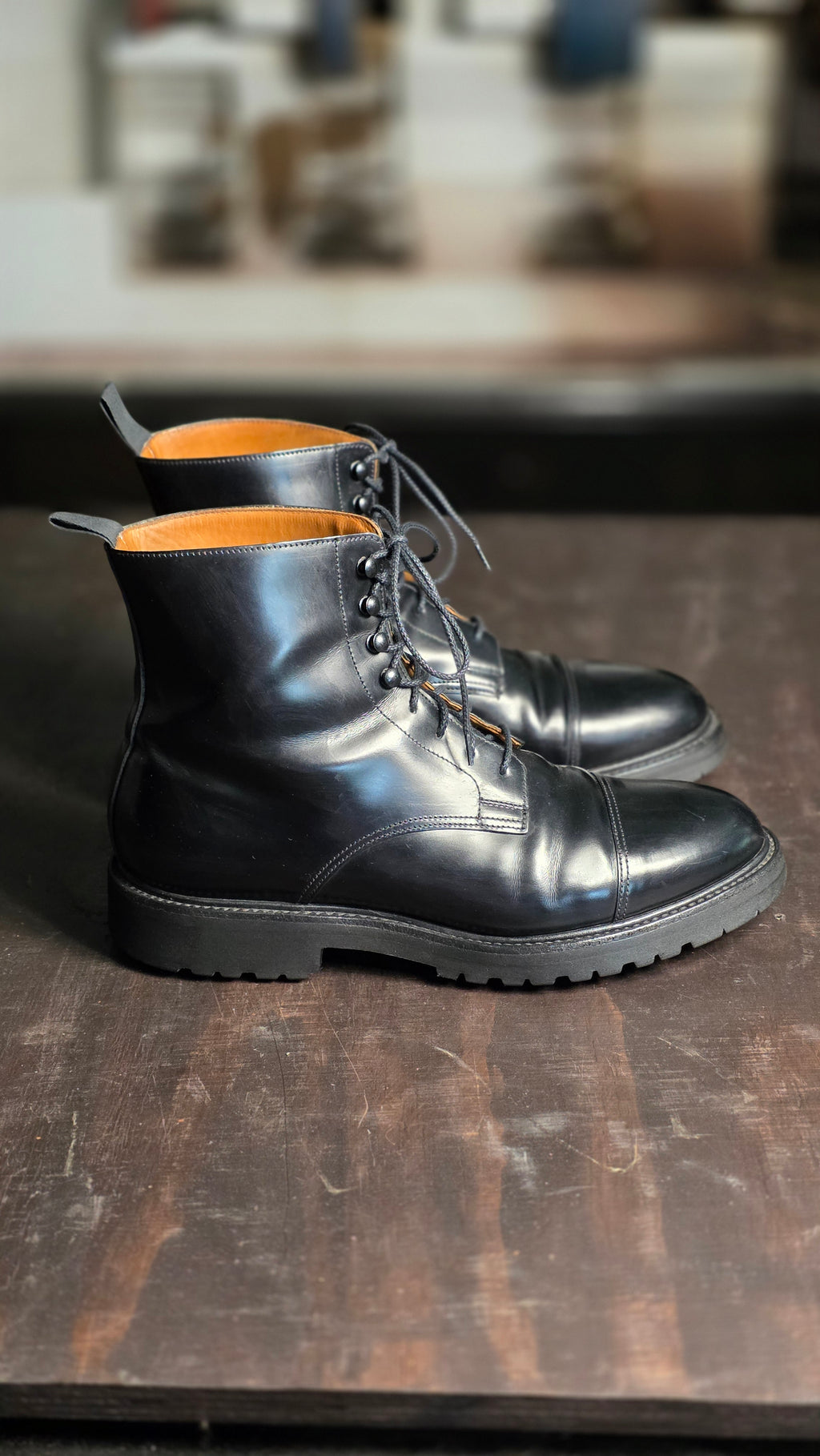Jane Boot, Black Calf 'Vibram' (UK 7) Crockett & Jones - Pre-Owned