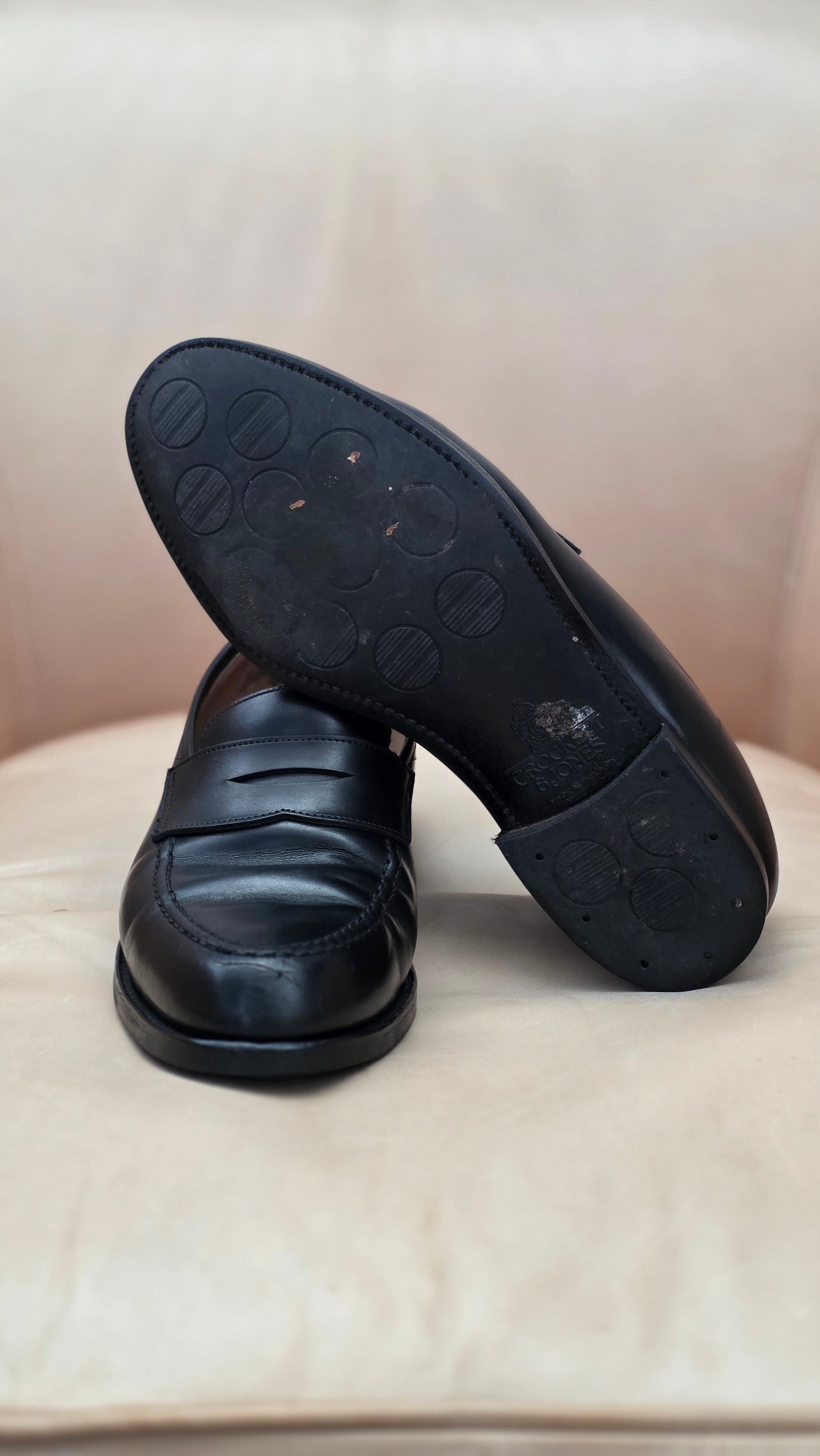 Boston Penny Loafer, Black Calf 'City' (UK 8,5E) Crockett & Jones - PRE-OWNED