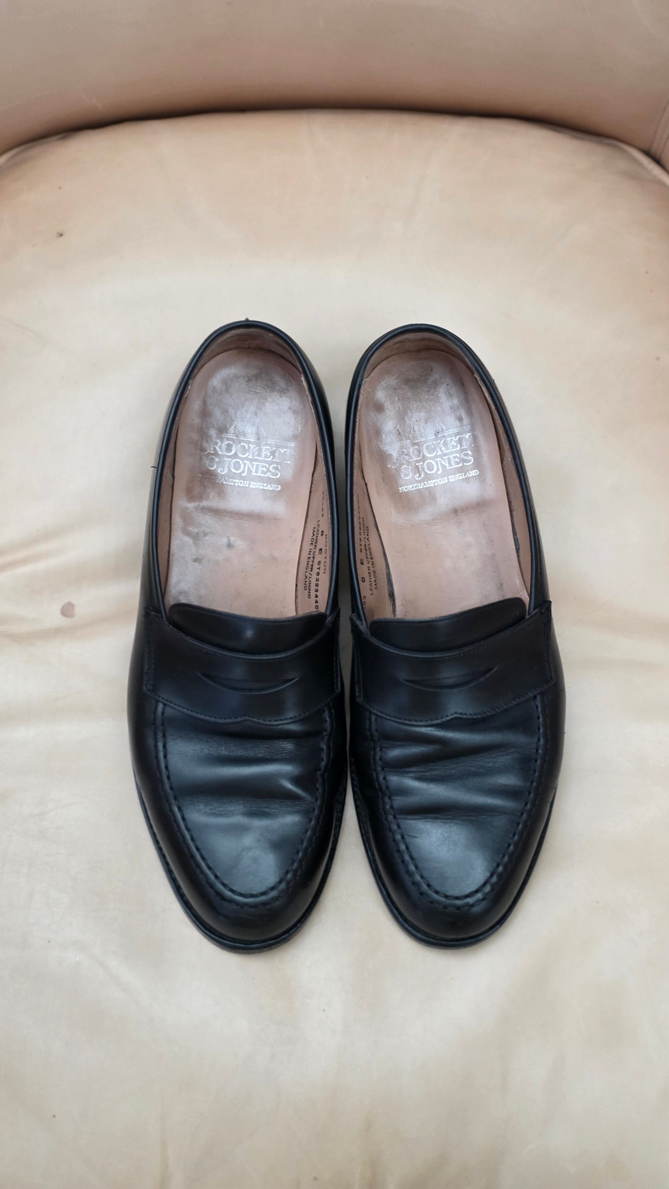 Boston Penny Loafer, Black Calf 'City' (UK 8,5E) Crockett & Jones - PRE-OWNED