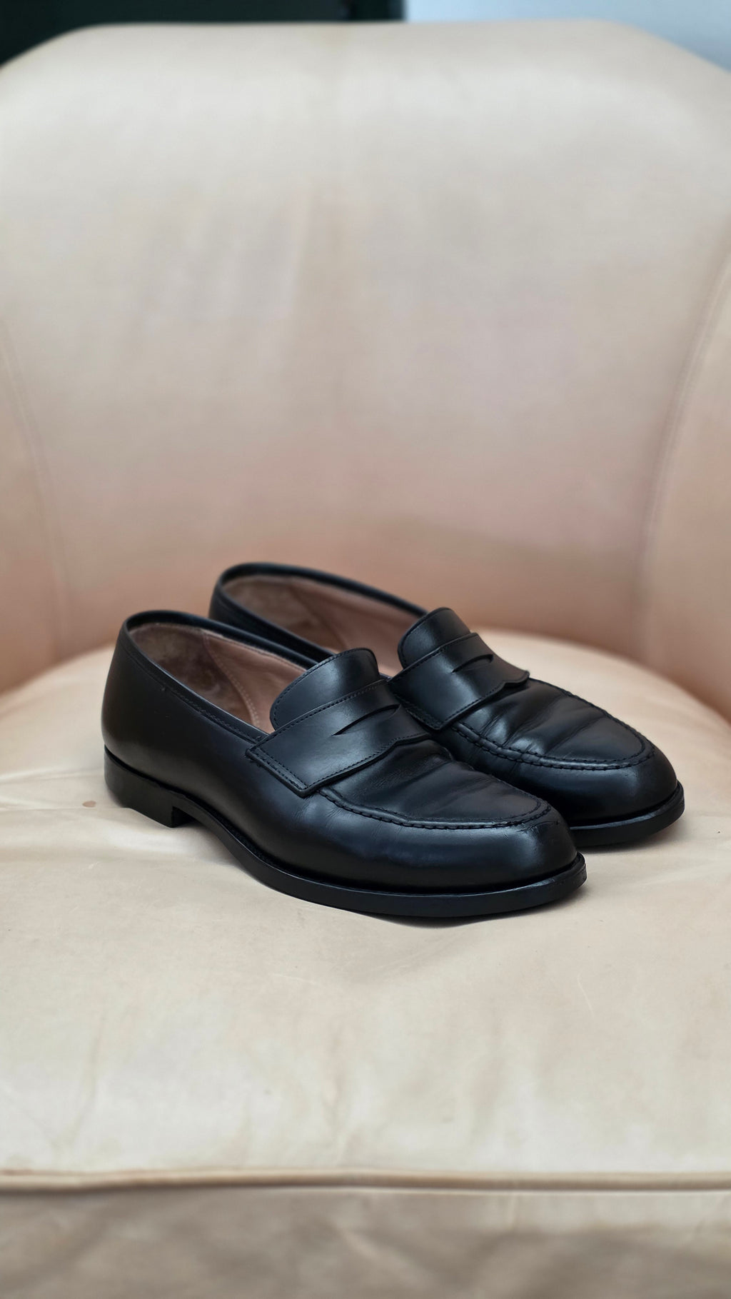 Boston Penny Loafer, Black Calf 'City' (UK 8,5E) Crockett & Jones - PRE-OWNED