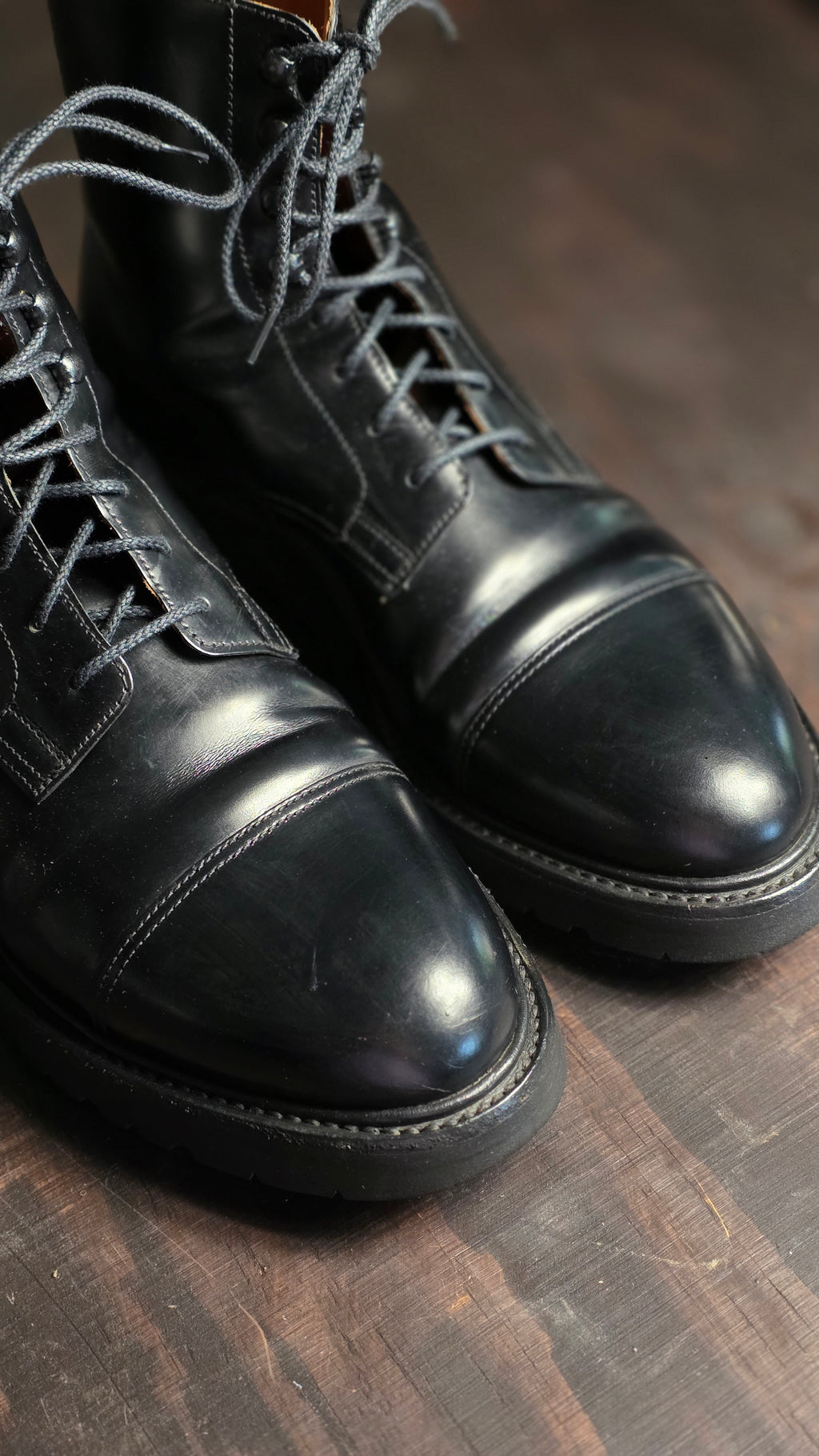 Jane Boot, Black Calf 'Vibram' (UK 7) Crockett & Jones - Pre-Owned