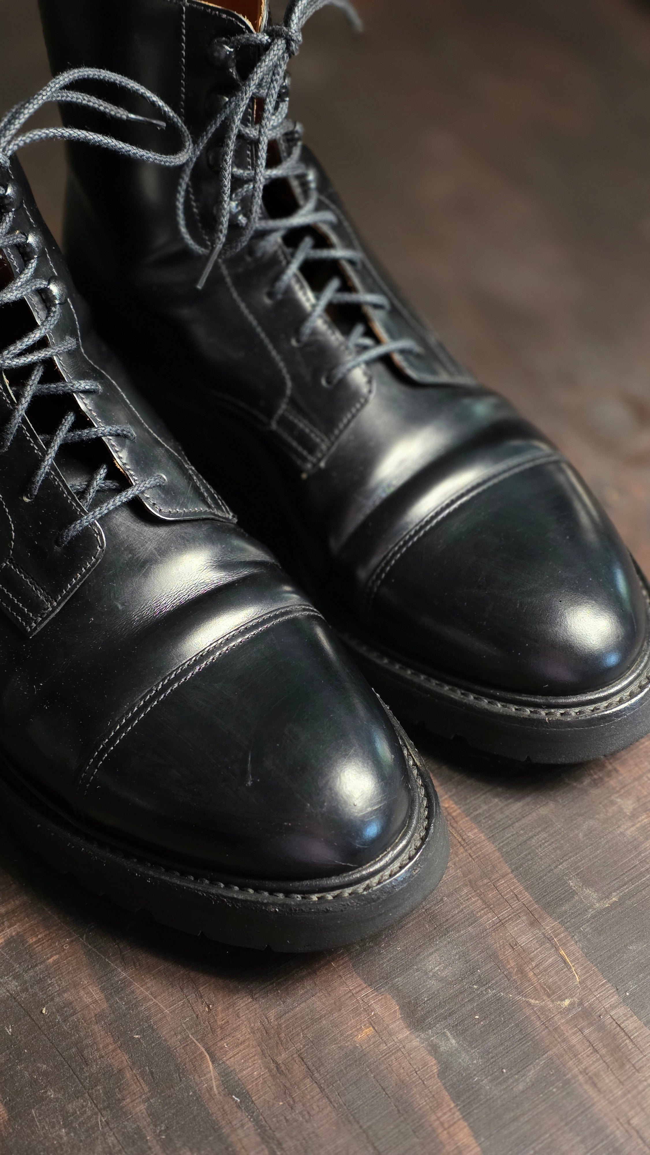 Jane Boot, Black Calf 'Vibram' (UK 7) Crockett & Jones - Pre-Owned