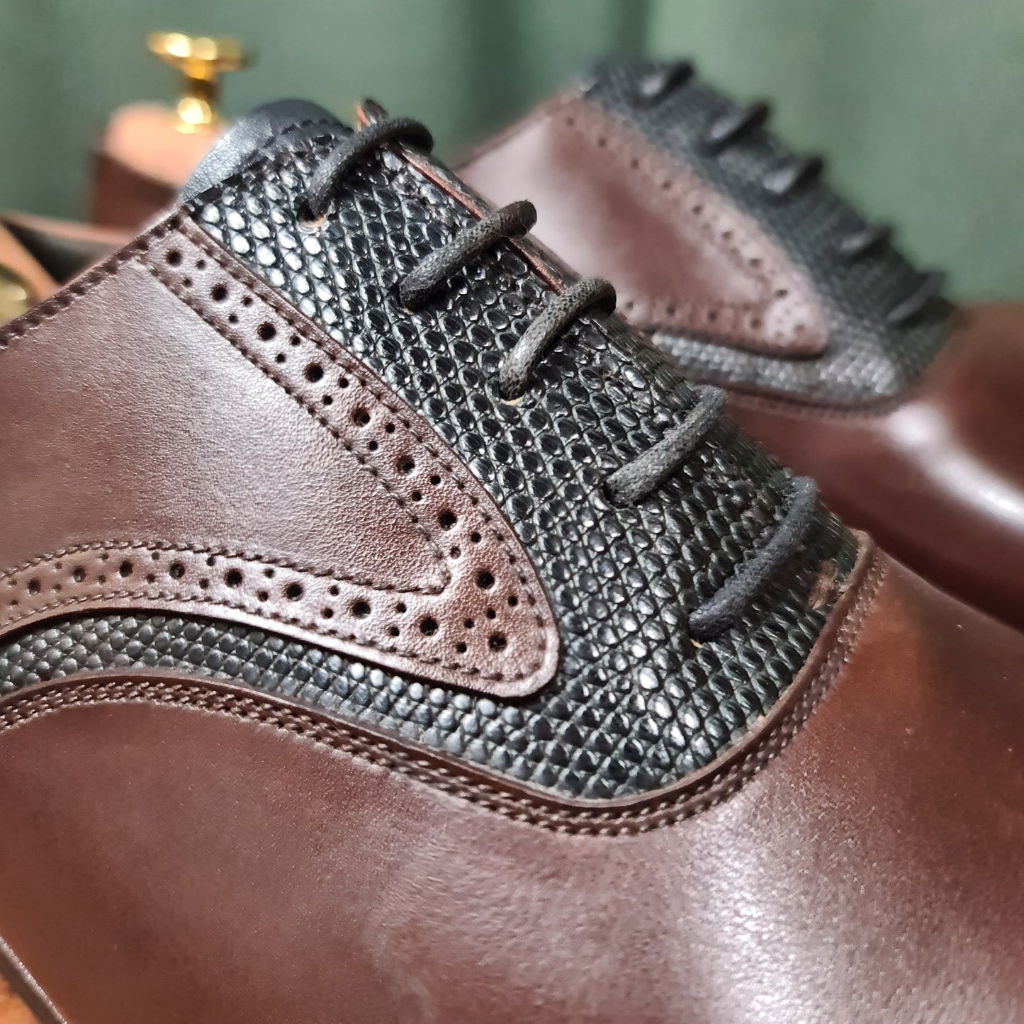 Wadhurst Dark Brown Calf & Navy Lizard (8.5E) Crockett & Jones