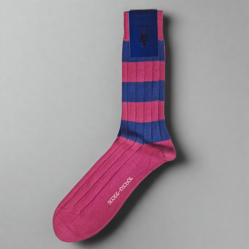 Rosa & Blå Randig Strumpa, Large, Scott - Nichol - Hammargruppen
