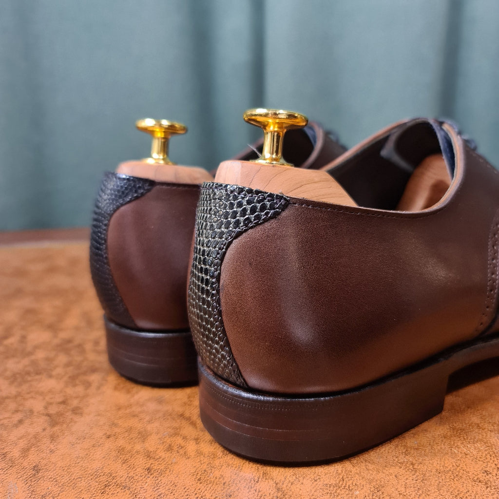 Wadhurst Oxford, Dark Brown Calf & Navy Lizard (8,5E) Crockett & Jones - Hammargruppen