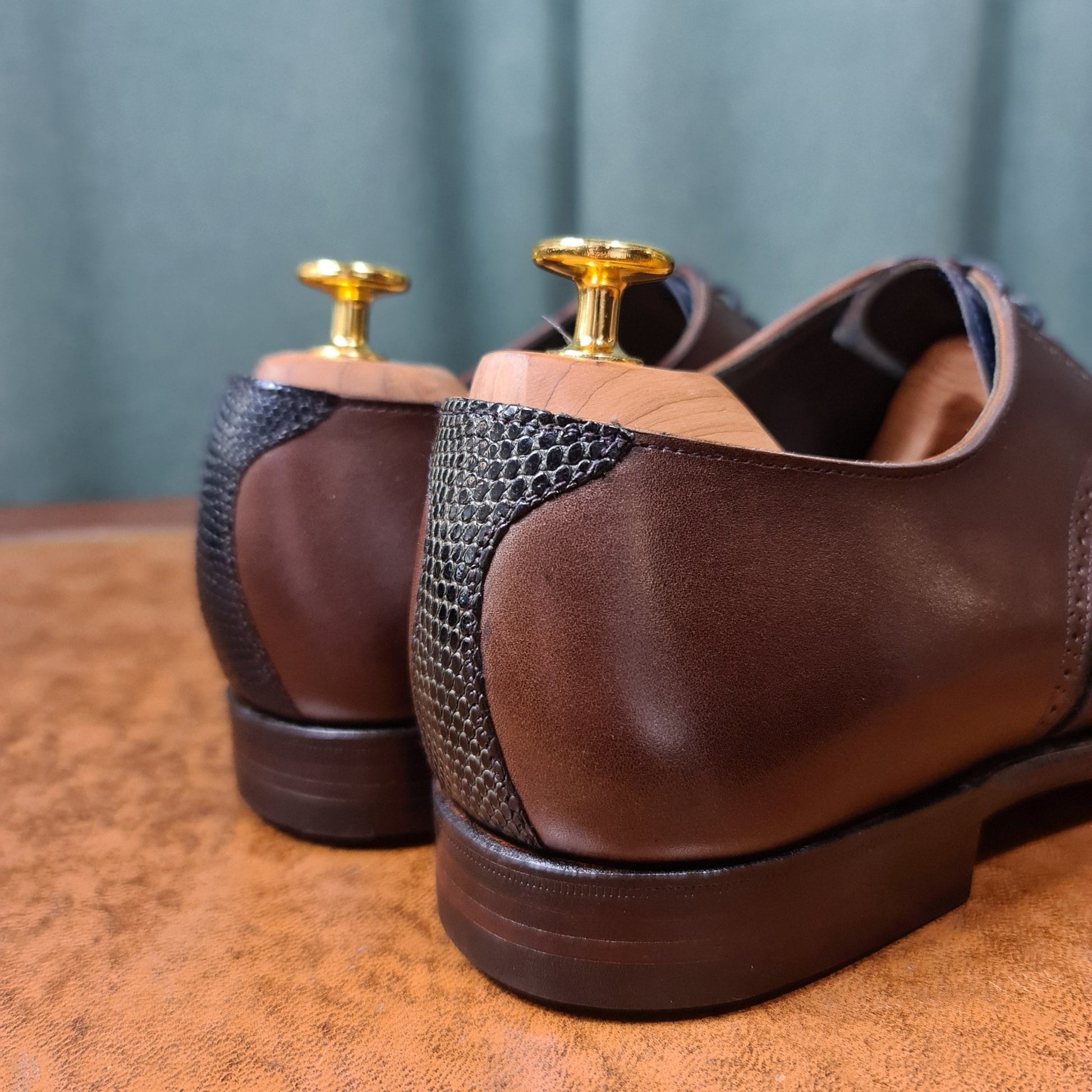 Wadhurst Oxford, Dark Brown Calf & Navy Lizard (8,5E) Crockett & Jones - Hammargruppen