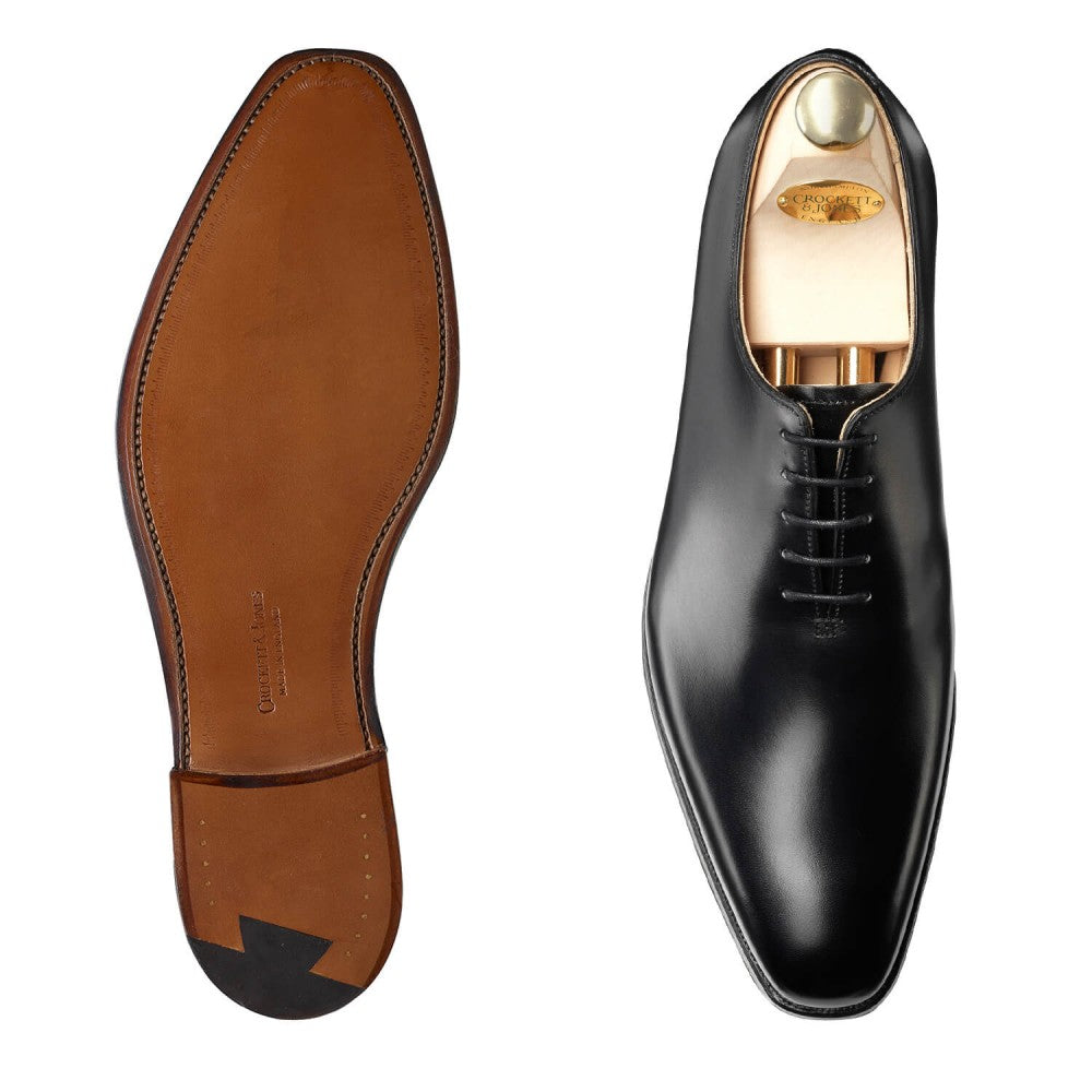 Alex, black oxford shoe made in leather branded Crockett & Jones