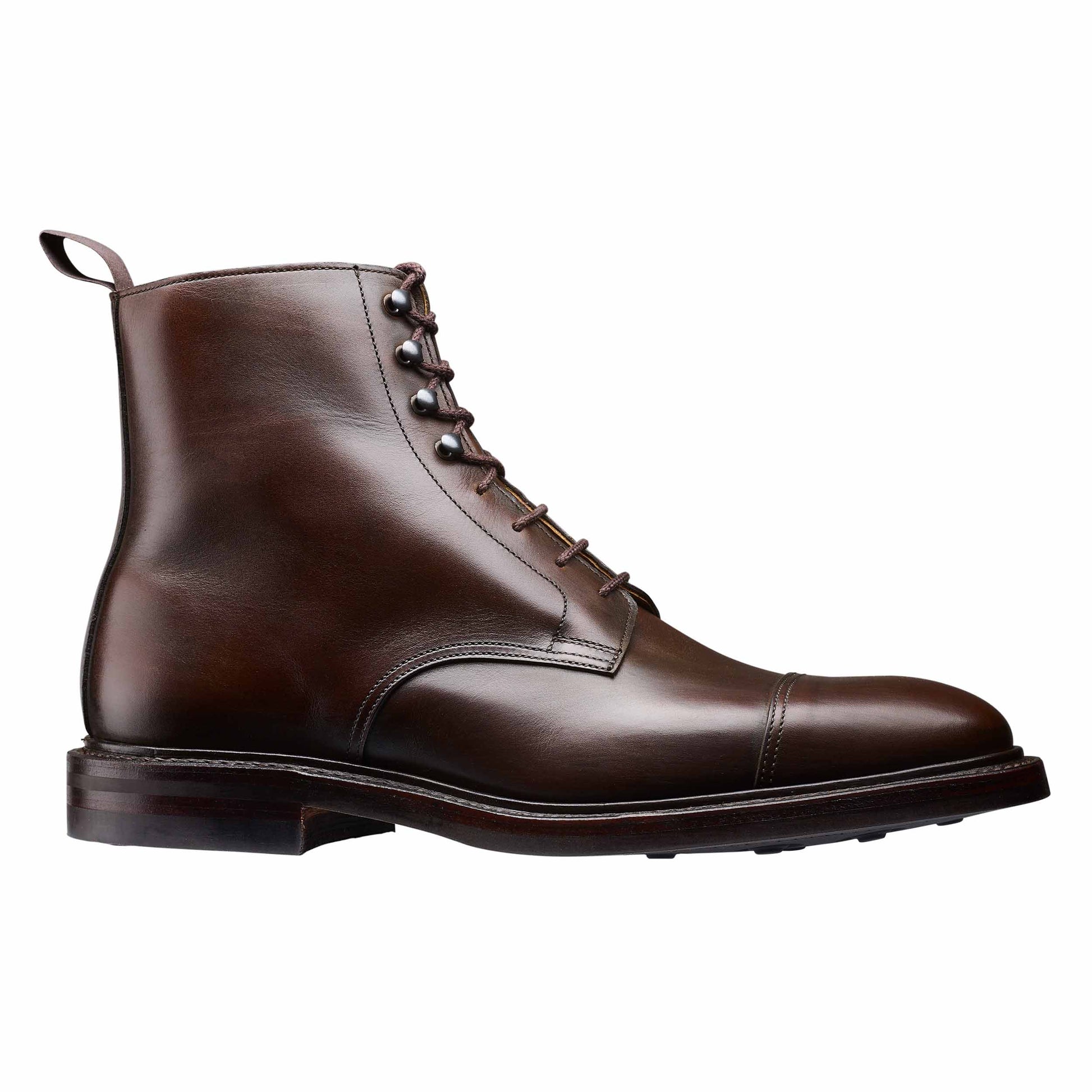 Argyll, Dark brown derby boots made in leather branded Crockett & Jones