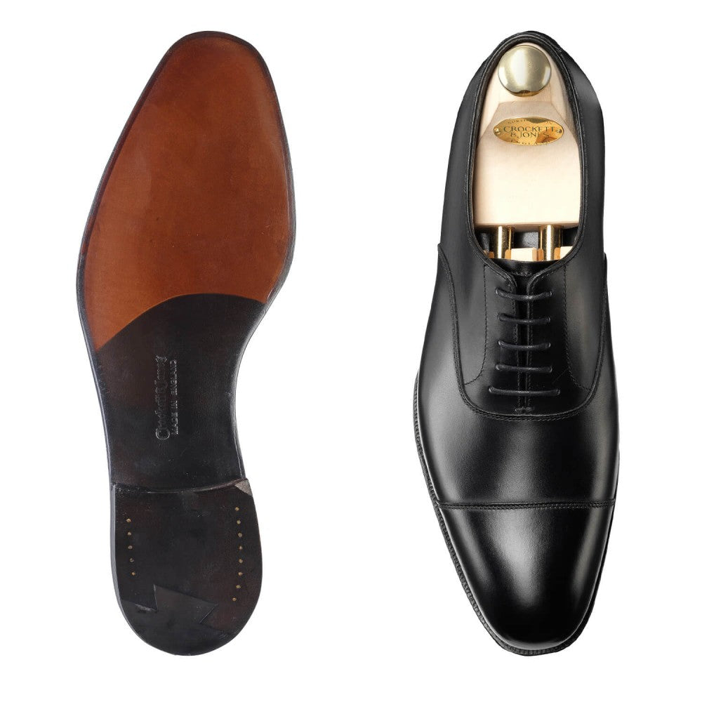 Audley, black oxford shoe made in leather branded Crockett & Jones
