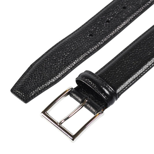 Belt in black scotch grain with silver buckle branded Crockett & Jones