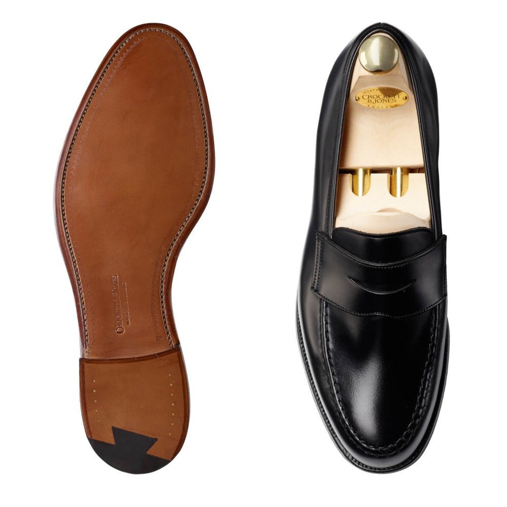Boston Penny Loafer, Black Cavalry Calf, Crockett & Jones - Hammargruppen