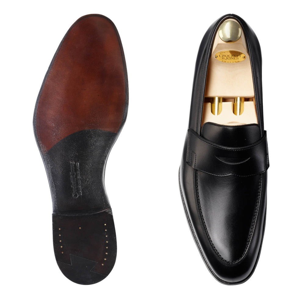 Crawford Penny Loafer, Black Calf, Crockett & Jones - Hammargruppen
